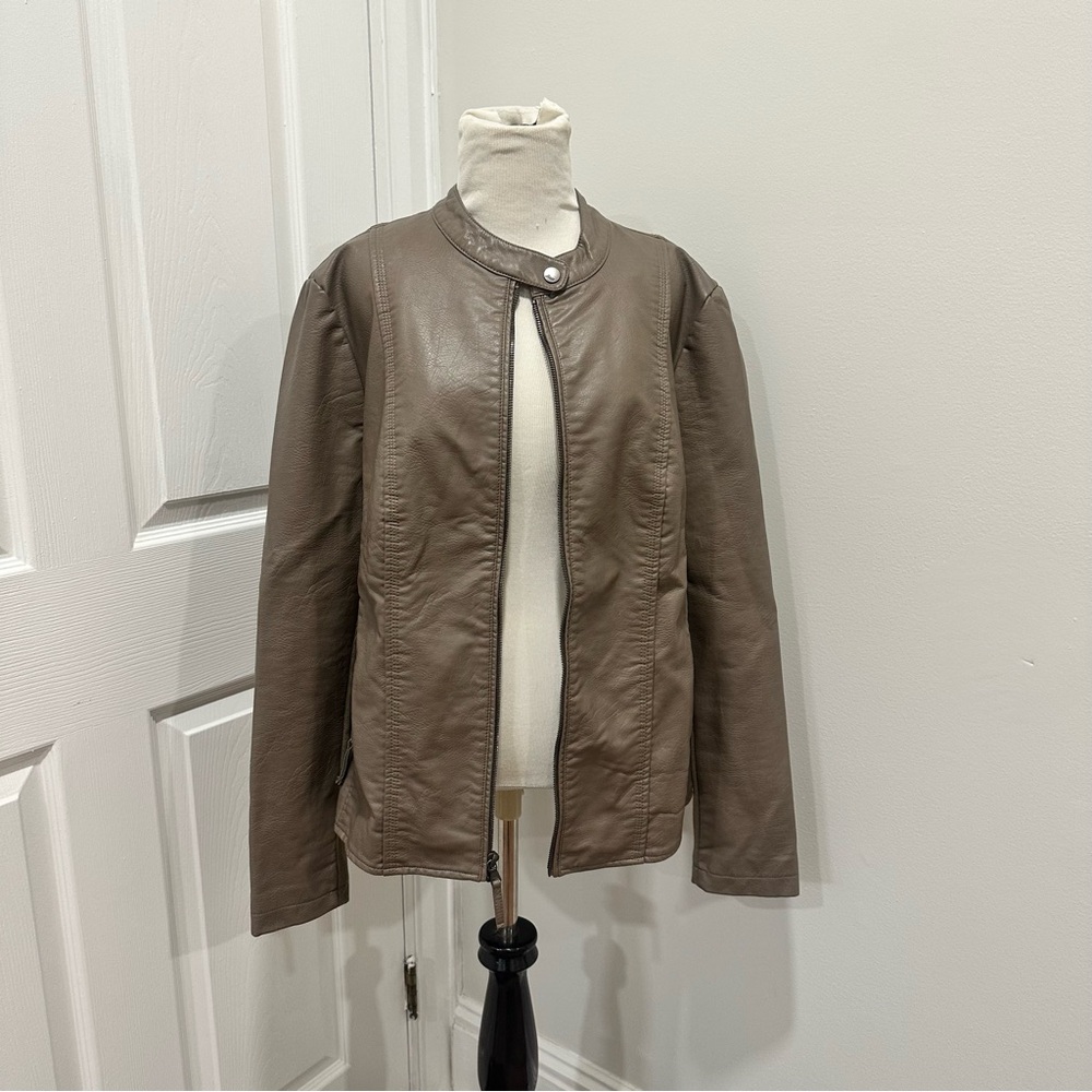 Bass Taupe Faux Leather Jacket